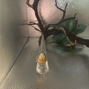 Size 7 Cute Fossil Coral Teardrop Ring size